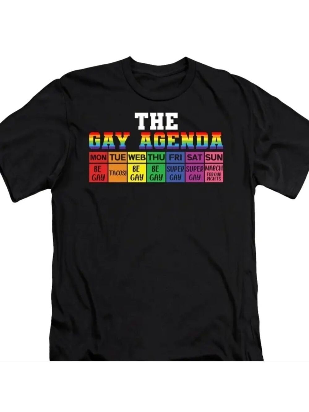 🌈 T-Shirt-Imperfect "Gay Agenda" in Black, Men's size XL